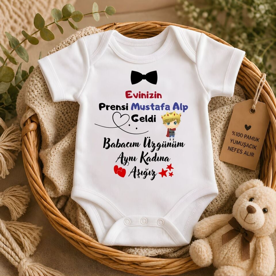 Evinizin Prensi Geldi İsme Özel Bebek Zıbını