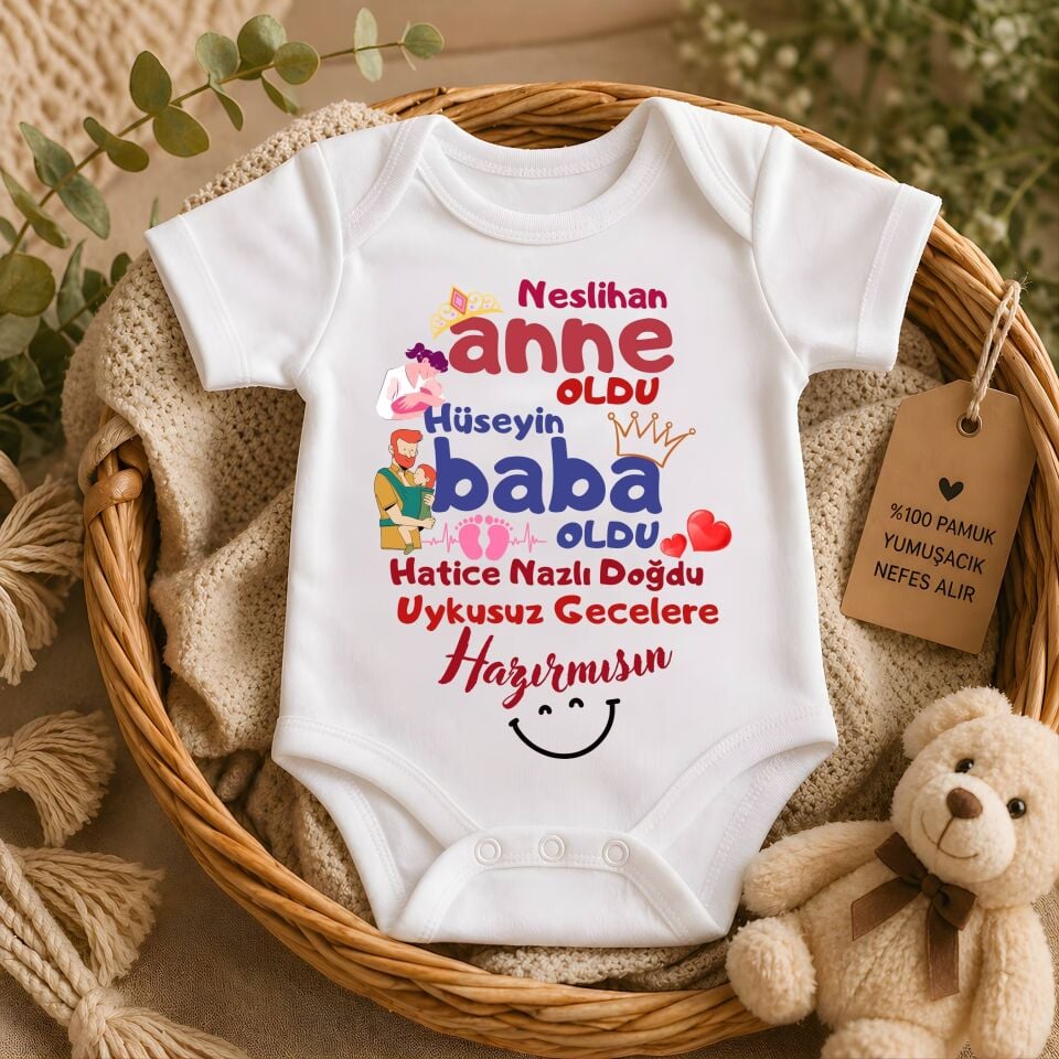 Kişiye özel bebek zıbın Anne Baba uykusuz gecelere hazırmısınız