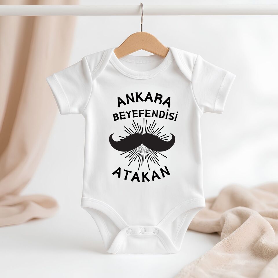 ''Şehrin Beyefendisi'' Tasarımlı Kişiye Özel Bebek Zıbını – İsme Özel ve Karizmatik Yenidoğan Hediye Body