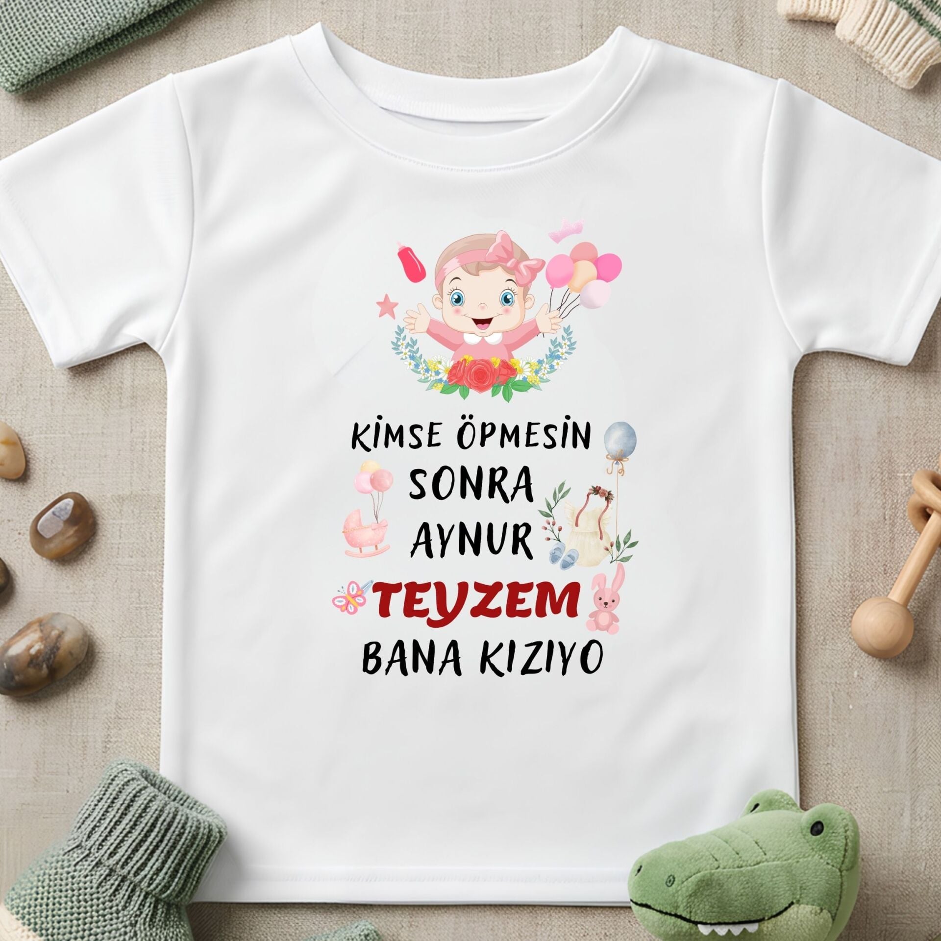 ''Kimse Öpmesin, Halam/Teyzem Kızıyor'' Tasarımlı Kişiye Özel Çocuk Tişörtü