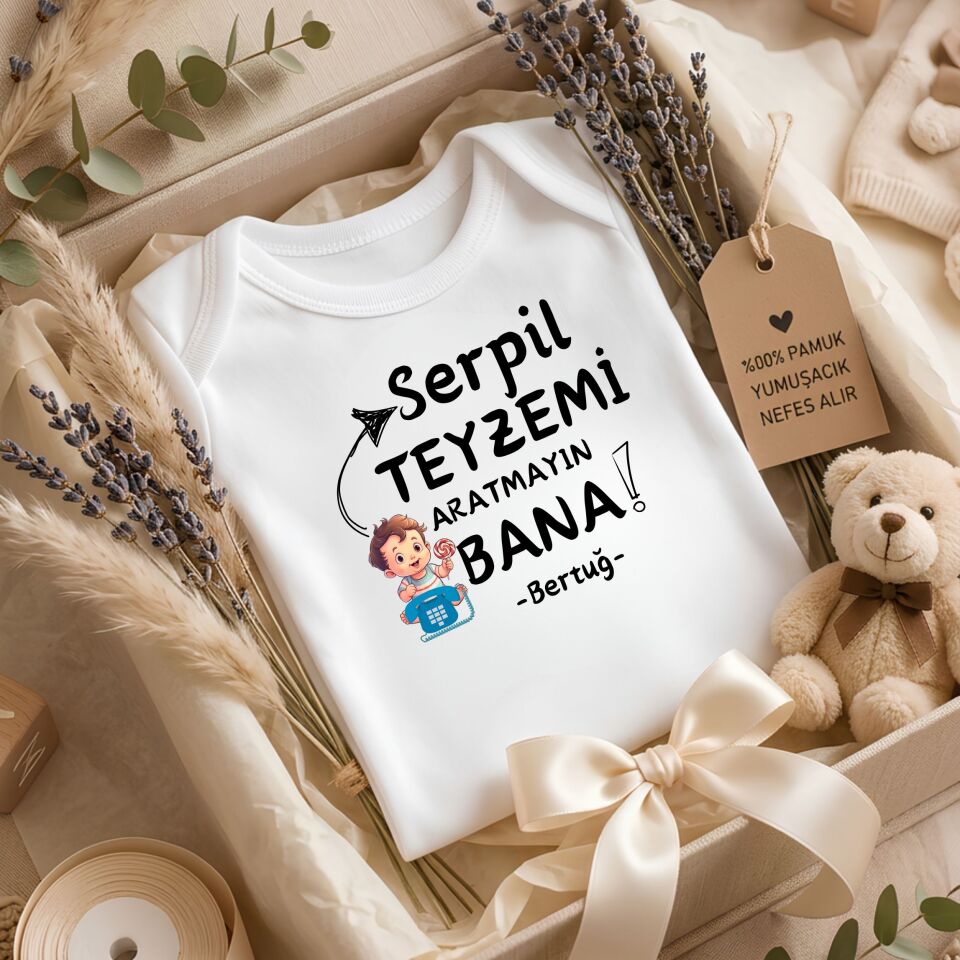 Kişiye özel bebek zıbın - Esprili Halamı Teyzemi Aratmayın Bana İsimli %100 Pamuklu Bebek Body