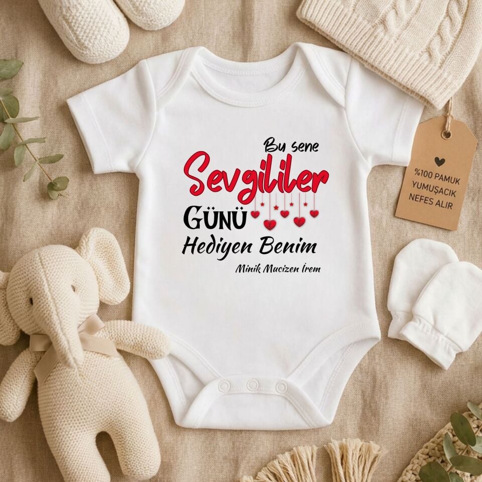 Kişiye Özel İsimli Bebek Zıbını – ''Bu Sene Sevgililer Günü Hediyen Benim'' Anlamlı Tasarım Body