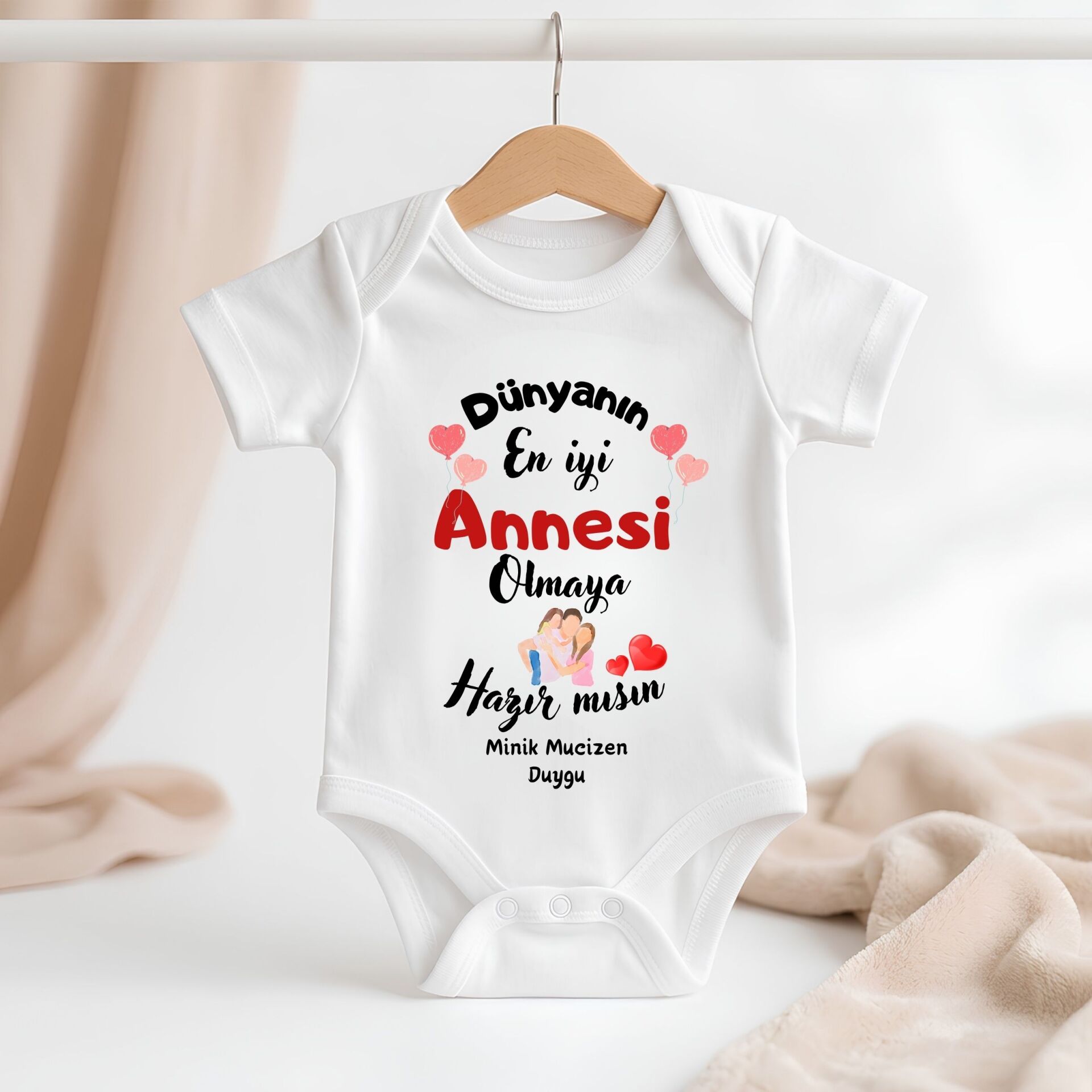 Kişiye Özel İsimli Bebek Zıbın %100 Pamuk Dünyanın En İyi Annesi Babası Olmaya Hazır Mısın Baskılı Bebek Body