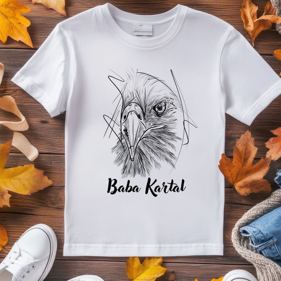 Kişiye Özel İsimli Kartal 2'li Kombin Tişört ve Bebek Zıbın Seti %100 Pamuklu