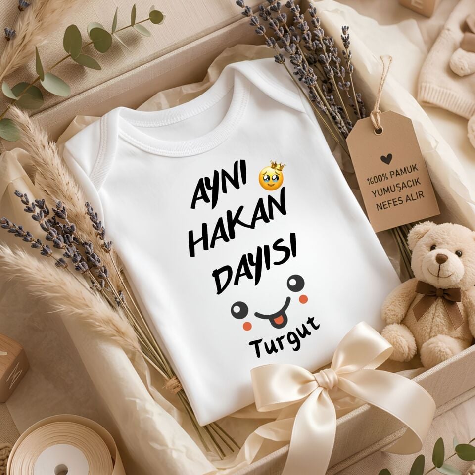 Kişiye Özel İsimli Bebek Zıbını – Aynı Amcası Dayısı Pamuklu Bebek Body