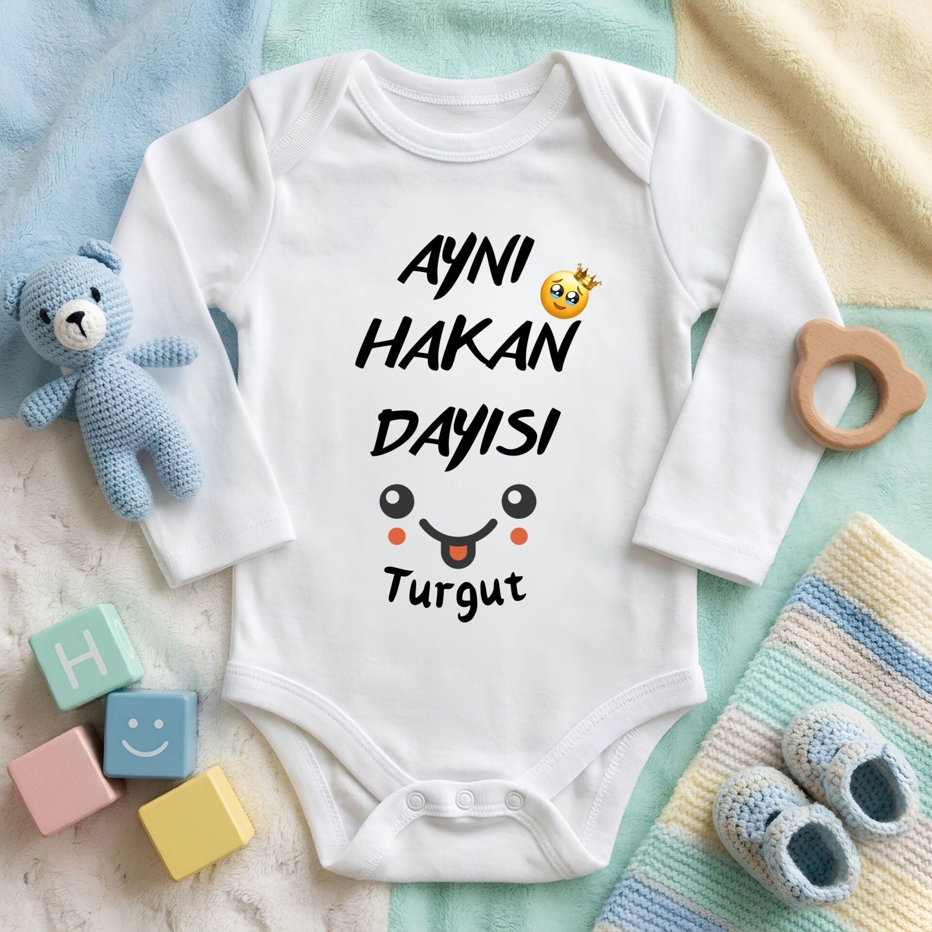 Kişiye Özel İsimli Bebek Zıbını – Aynı Amcası Dayısı Pamuklu Bebek Body