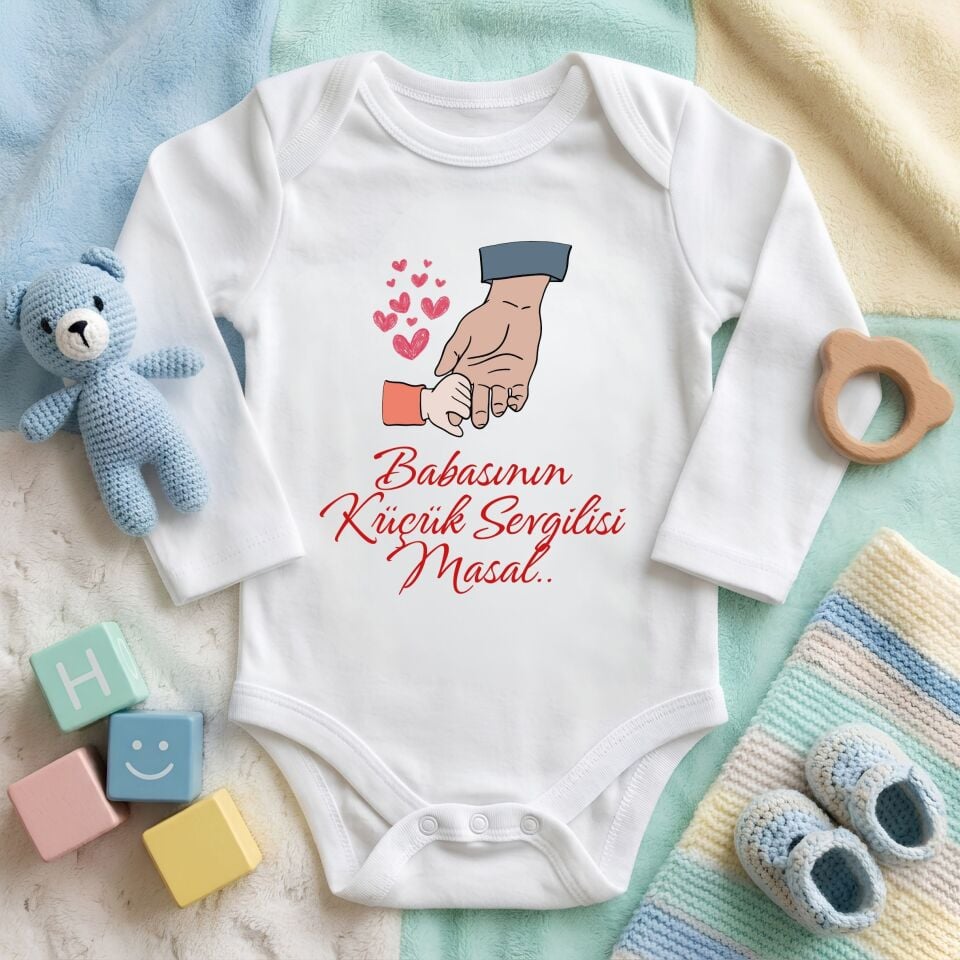 Kişiye Özel İsimli Bebek Zıbını – Babasının Küçük Sevgilisi Pamuklu Bebek Body
