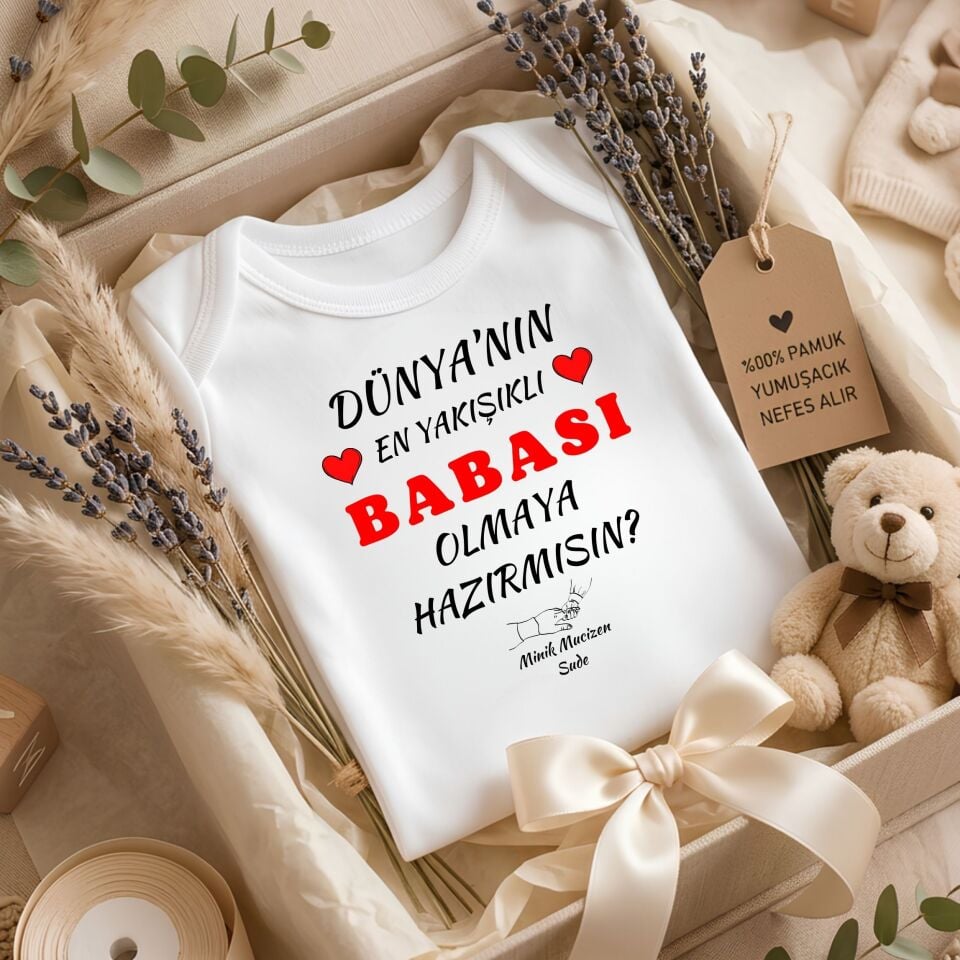 Kişiye Özel İsimli Bebek Zıbını – Dünya'nın En Yakışıklı Babası Olmaya Hazır Mısın Babaya Bebek Müjdesi Zıbını