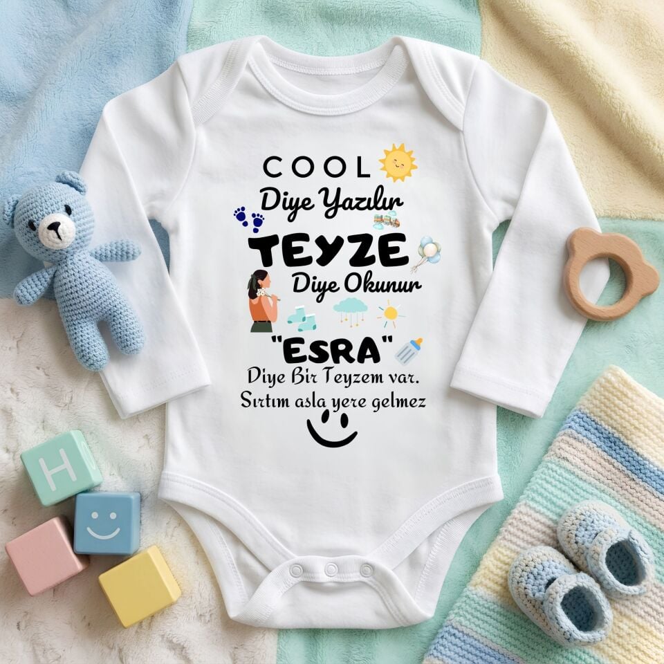 Kişiye Özel İsimli Bebek Zıbını – Adam / Cool Diye Yazılır Amca Dayi Teyze Hala Diye Okunur Pamuklu Bebek Body