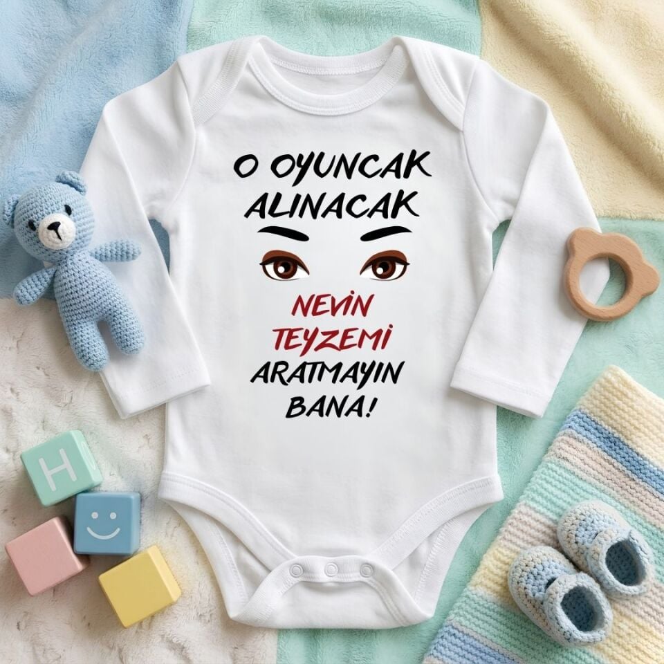 Kişiye Özel İsim ve Unvan Baskılı ''O Oyuncak Alınacak'' Bebek Zıbını