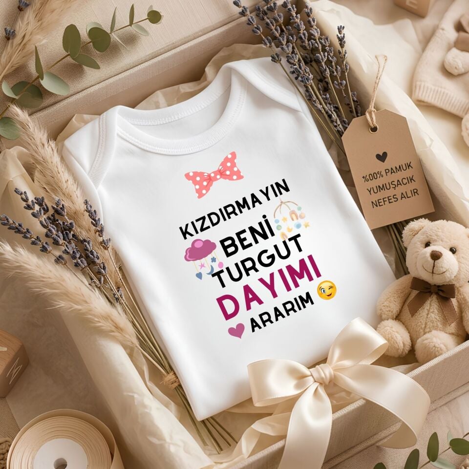 Kişiye Özel İsimli Bebek Zıbını – ''Kızdırmayın Beni Amcamı Ararım'' Esprili ve Sevimli Bebek Zıbını