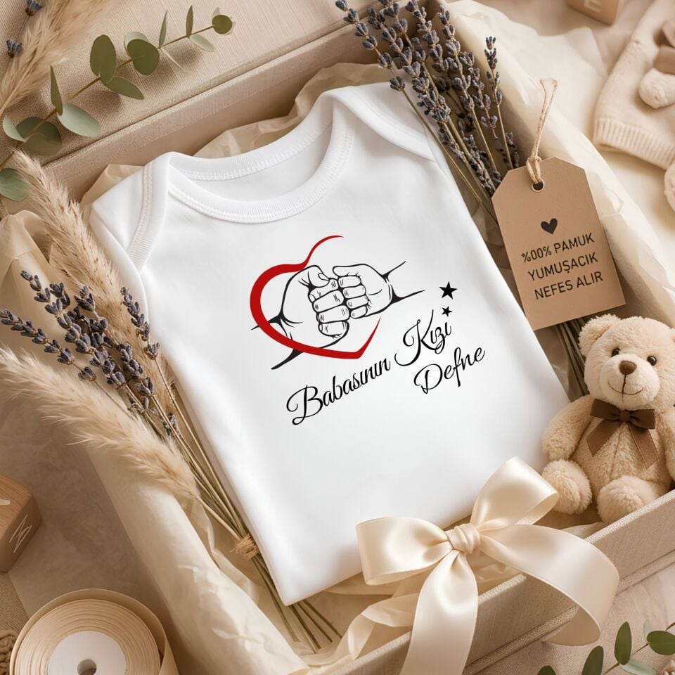 ''Babasının Kızı'' Yazılı Kişiye Özel Bebek Zıbın - İsimli