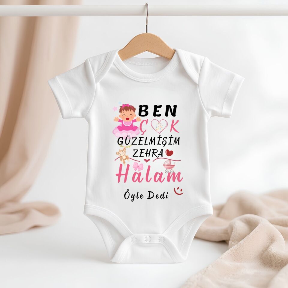 Kişiye Özel Bebek Zıbın - İsimli Esprili Teyze Hala Tasarımlı %100 Pamuklu