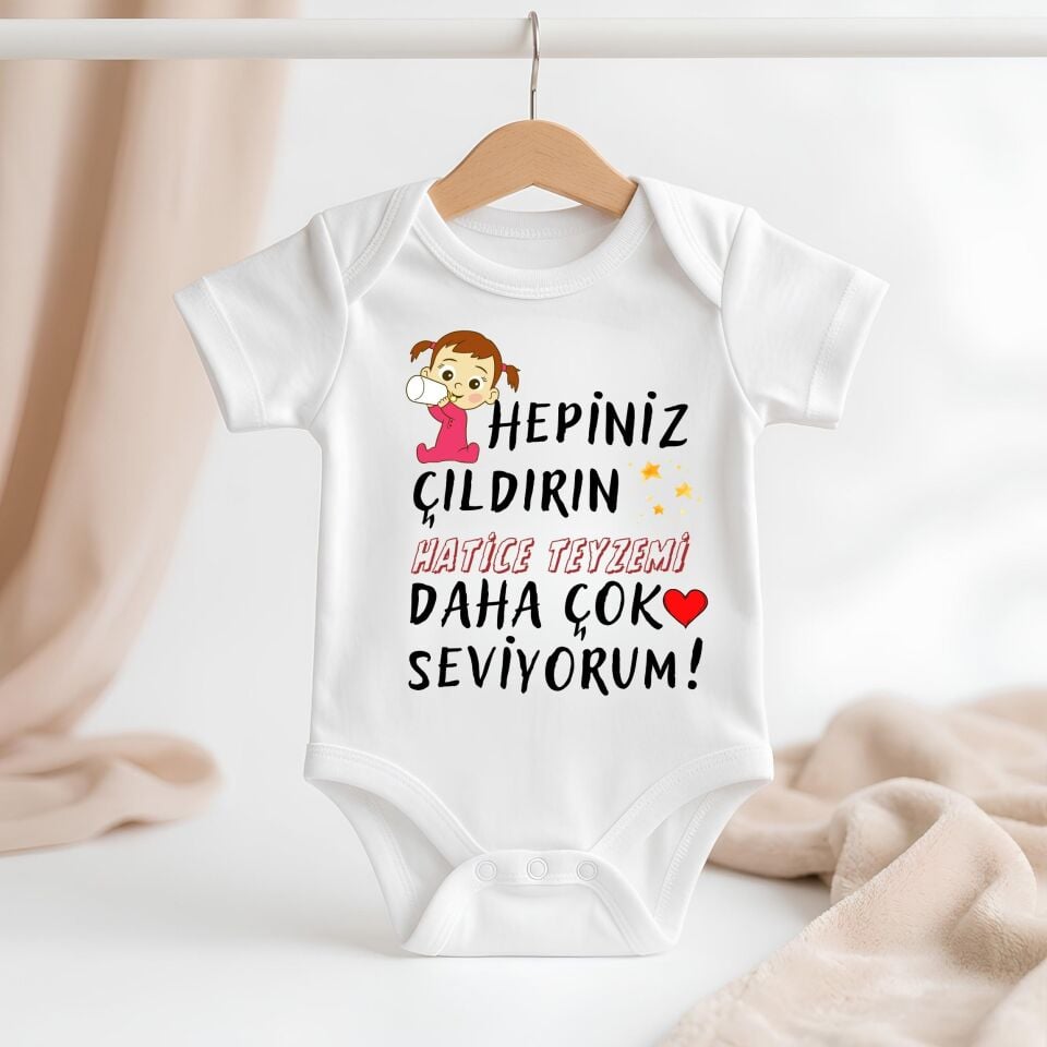 Kişiye Özel Bebek Zıbın - İsimli Esprili Hala Teyze Tasarımlı %100 Pamuklu