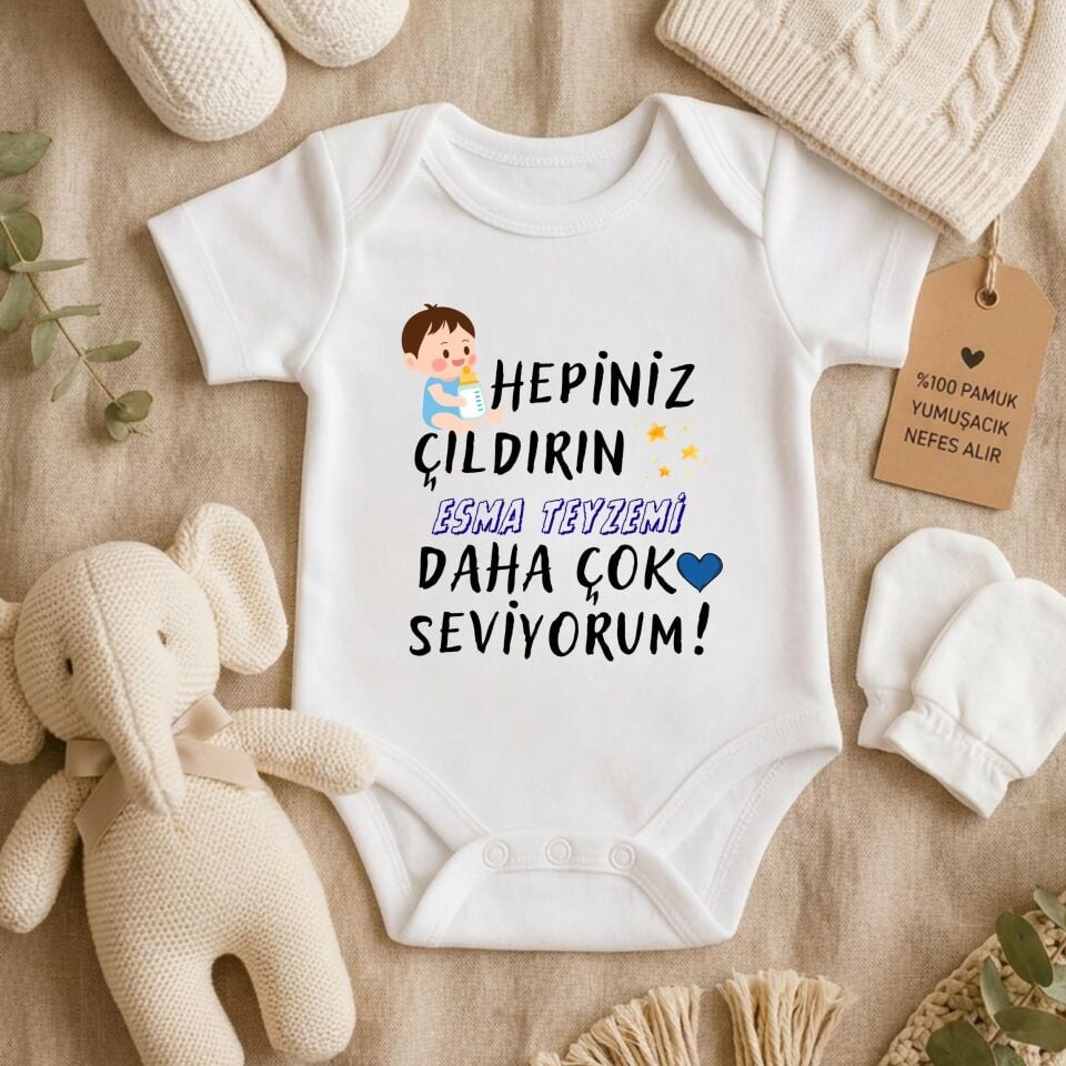 Kişiye Özel Bebek Zıbın - İsimli Esprili Hala Teyze Tasarımlı %100 Pamuklu