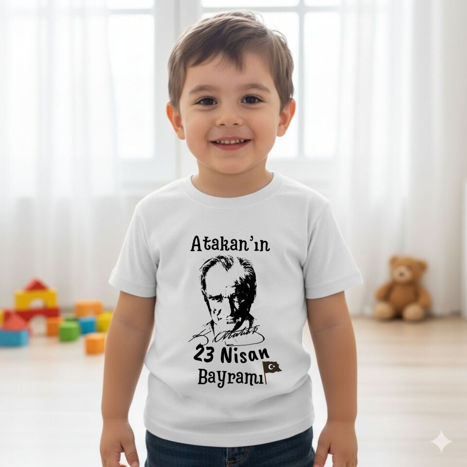 ''23 Nisan Bayramı'' Temalı İsme Özel Atatürk Çocuk Tişörtü