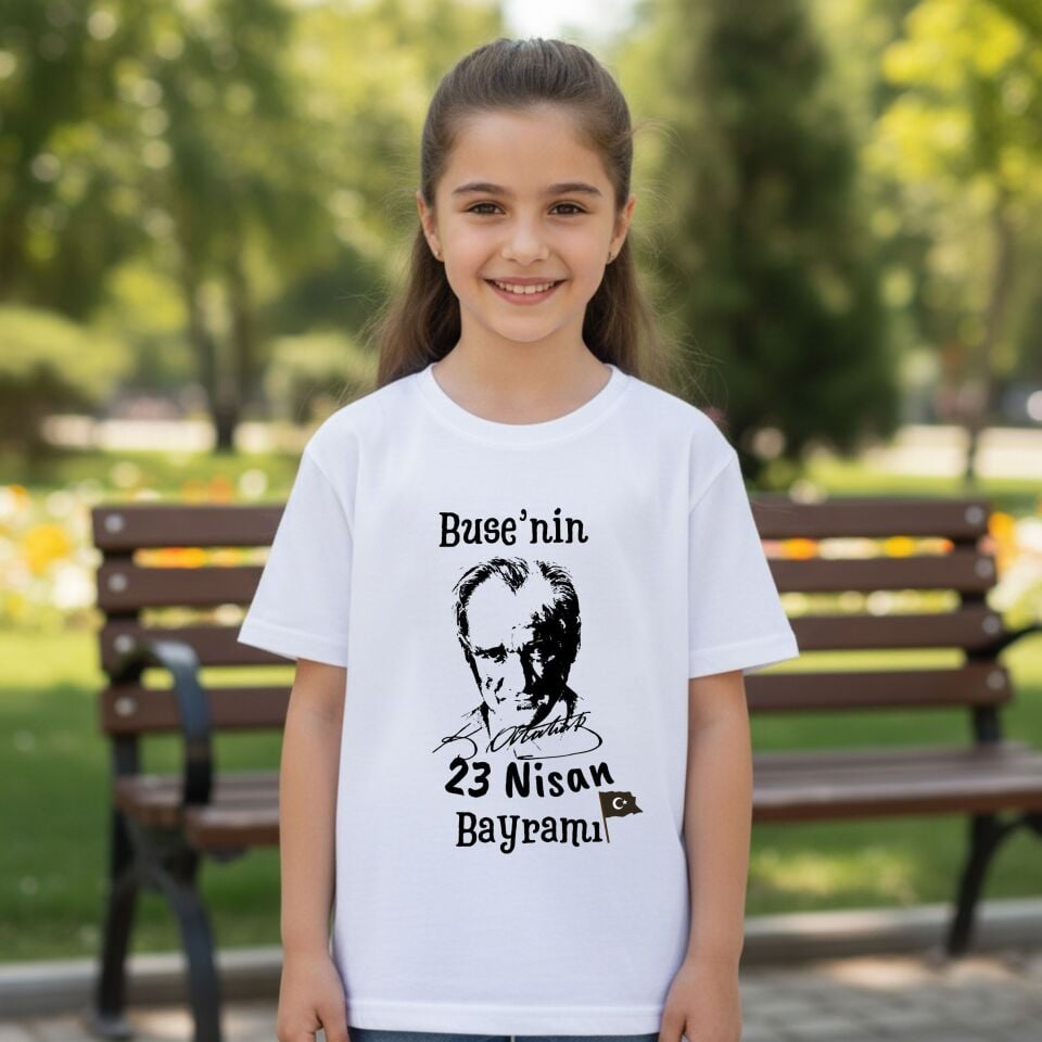 ''23 Nisan Bayramı'' Temalı İsme Özel Atatürk Çocuk Tişörtü