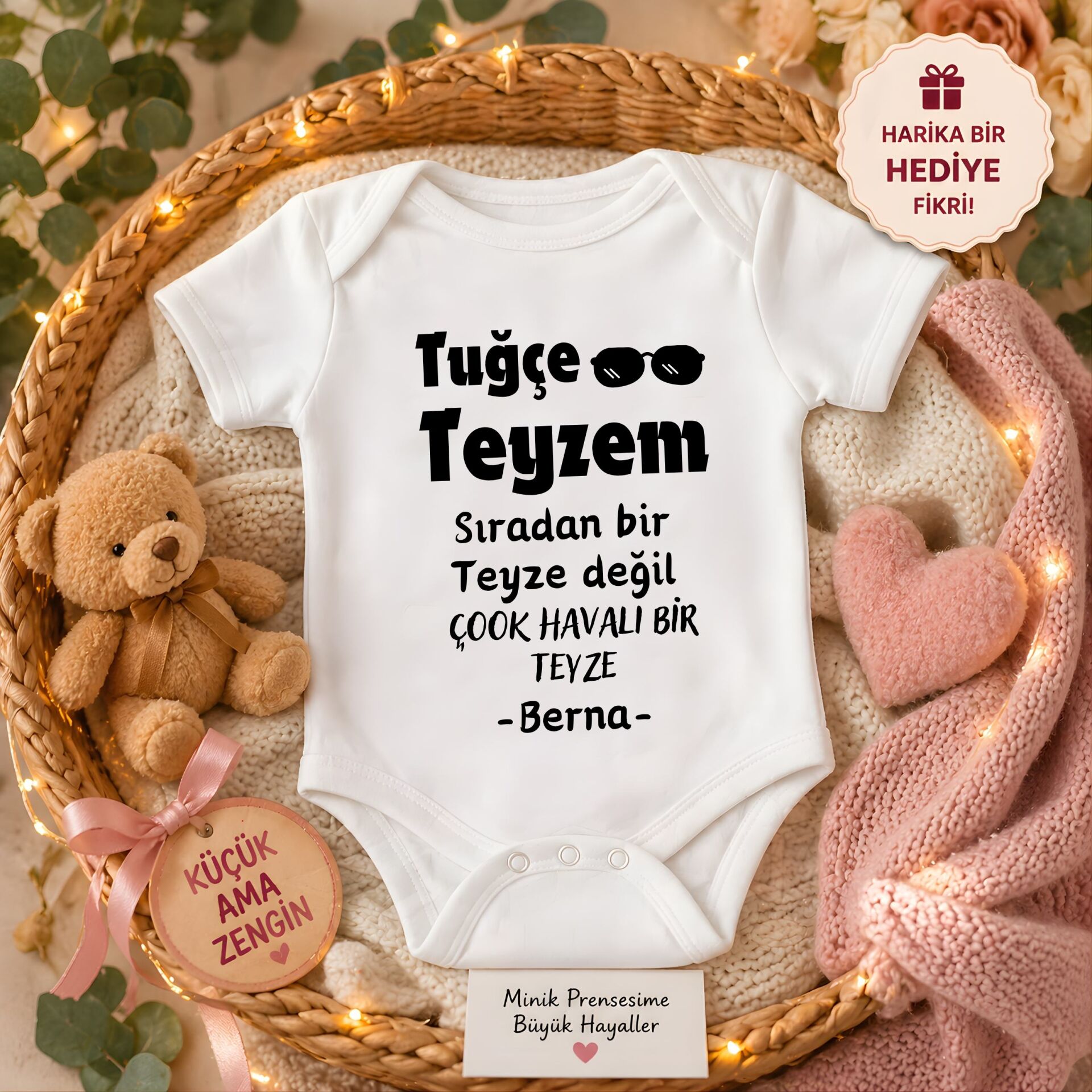 Kişiye Özel Bebek Zıbın - Çok Havalı Bir Teyze Tasarımlı