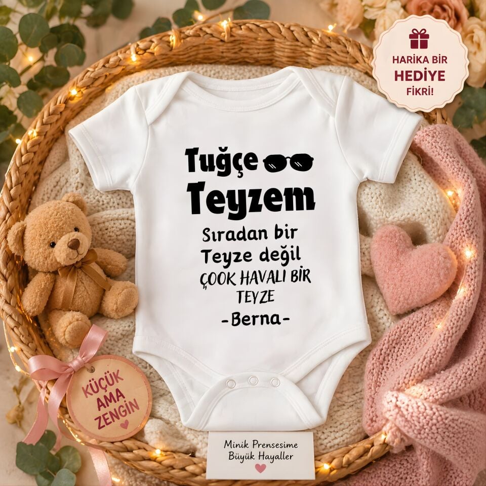 Kişiye Özel Bebek Zıbın - Çok Havalı Bir Teyze Tasarımlı