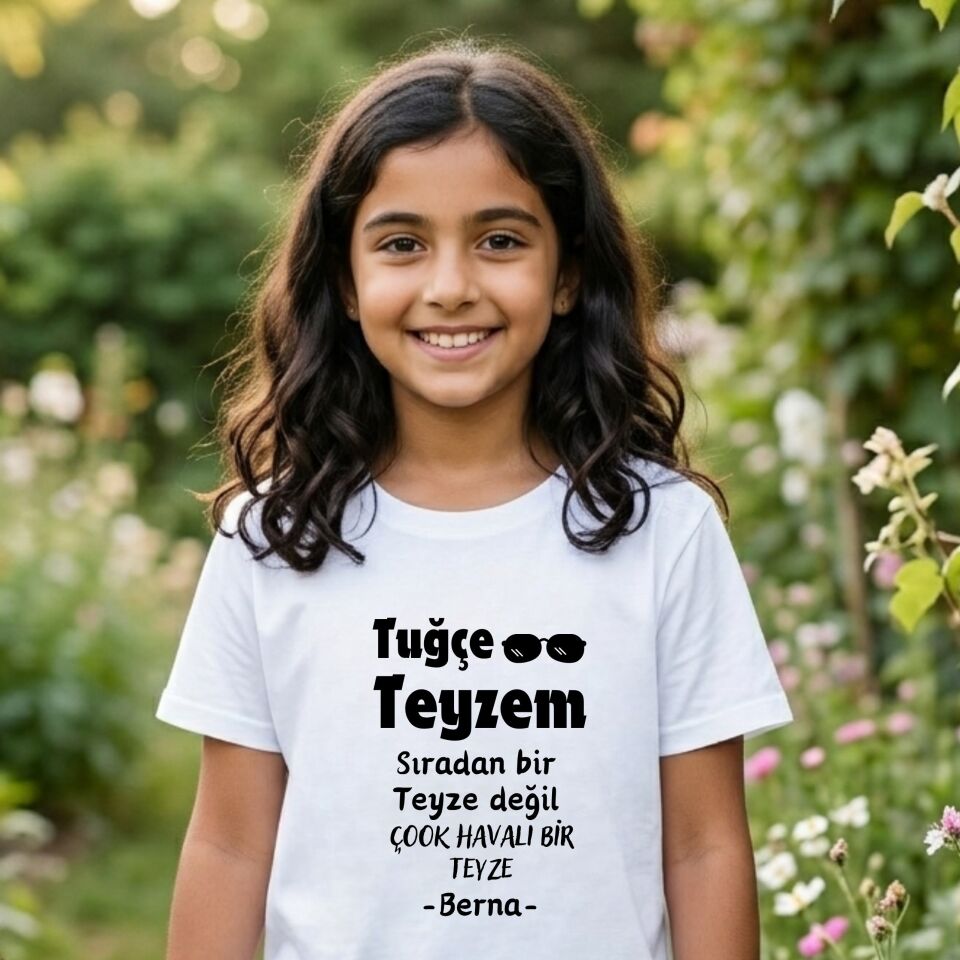 Kişiye Özel Baskılı Çocuk Tişört - Teyzem Çok Havalı