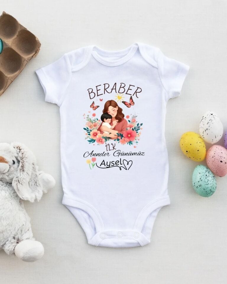 ''Beraber İlk Anneler Günümüz'' Yazılı Kişiye Özel Bebek Zıbın - Anneye En Anlamlı Hediye