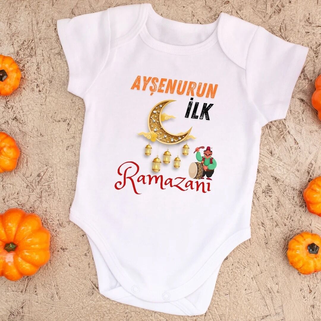 ''İlk Ramazanı'' Yazılı Kişiye Özel Bebek Zıbın