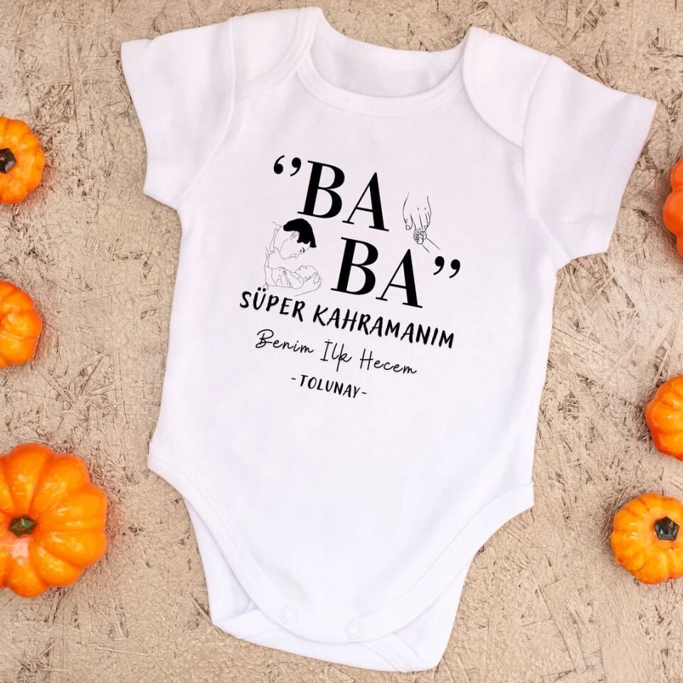 Kişiye Özel Baba Süper Kahramanım Bebek Zıbını