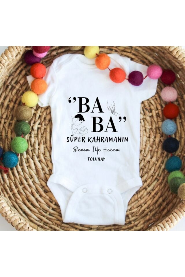 Kişiye Özel Baba Süper Kahramanım Bebek Zıbını