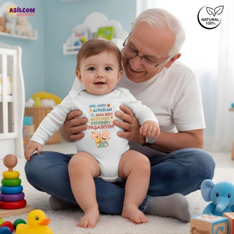 Kişiye Özel İsimli Dedemin Paşası Bebek Zıbını - En Anlamlı Hediye