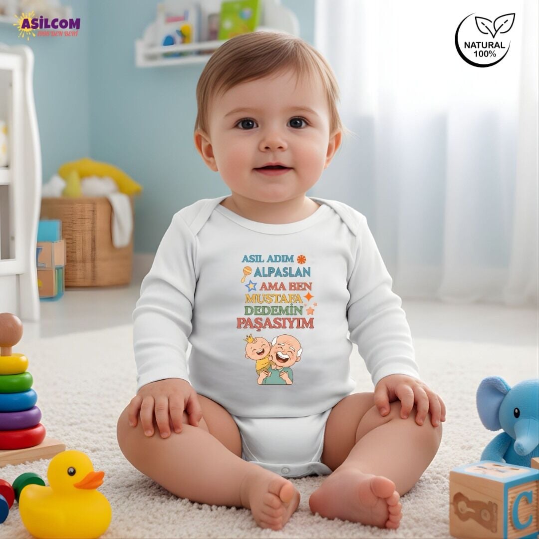 Kişiye Özel İsimli Dedemin Paşası Bebek Zıbını - En Anlamlı Hediye