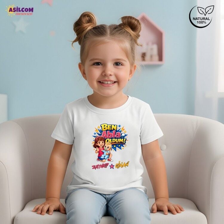 Kişiye Özel İsimli ''Ben Abla Oldum'' Çocuk Tişörtü