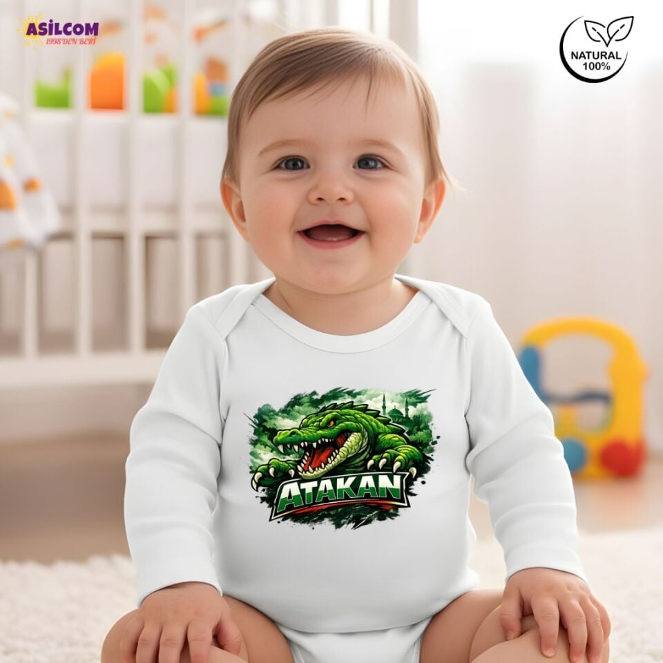 İsme Özel Bursaspor Timsah Tasarımlı Bebek Zıbın