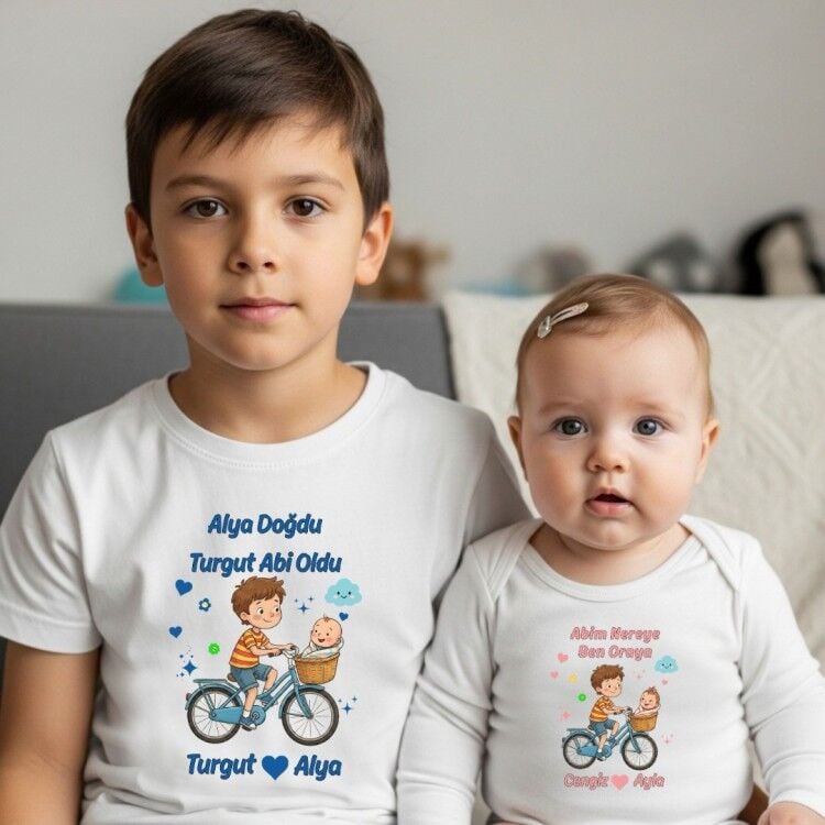 Kişiye Özel Abi Kardeş Kombin Tişört