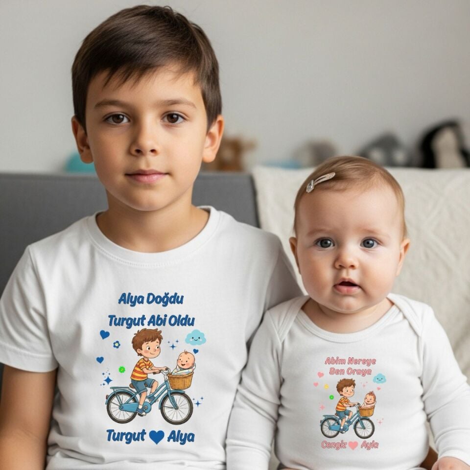 Kişiye Özel Abi Kardeş Kombin Tişört